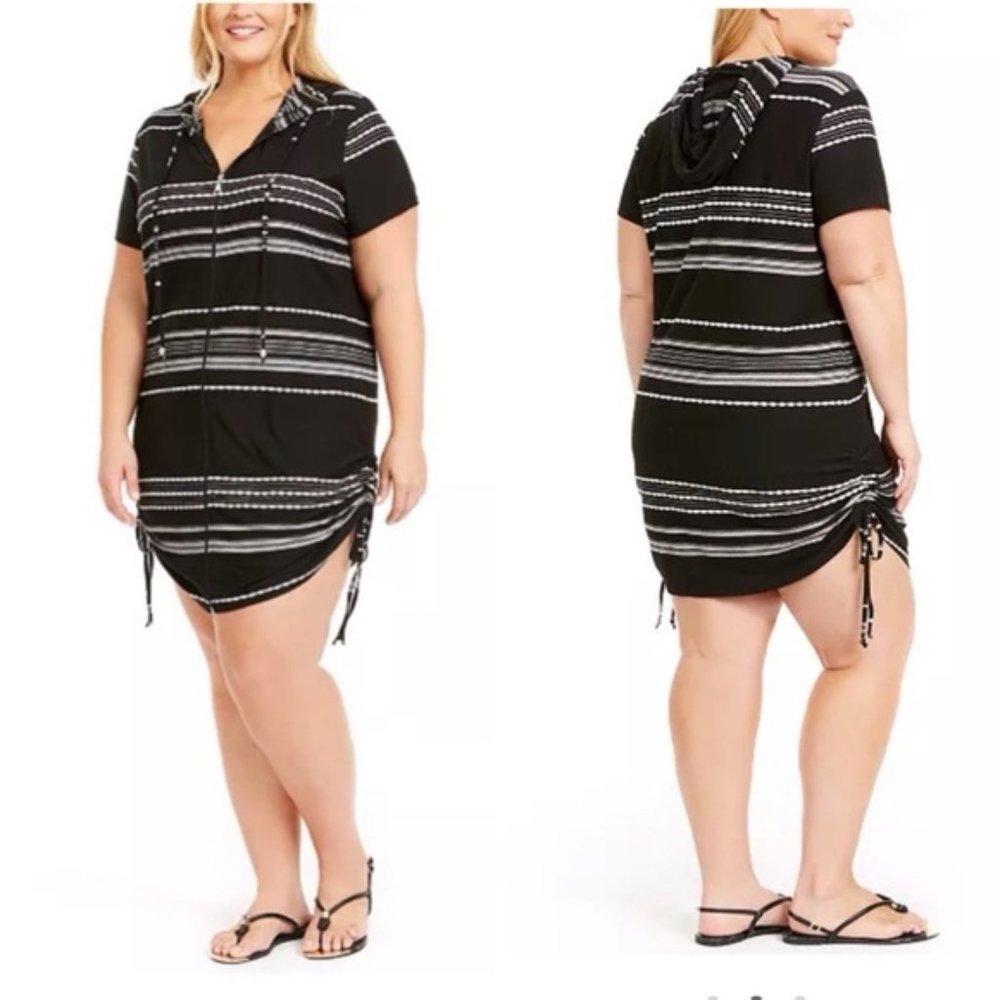 Dotti Dahlia Stripe Zip Hoodie Cover-Up Swimsuit